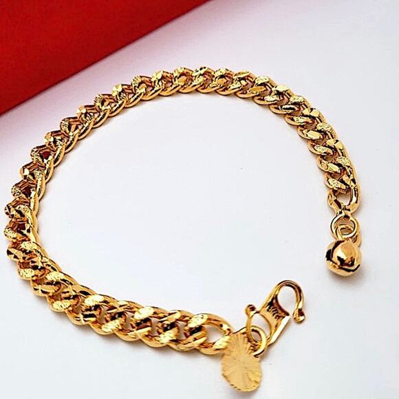 Gold Plated 18K Chain Link Bracelet Matching Ring Set - Picture 5 of 7
